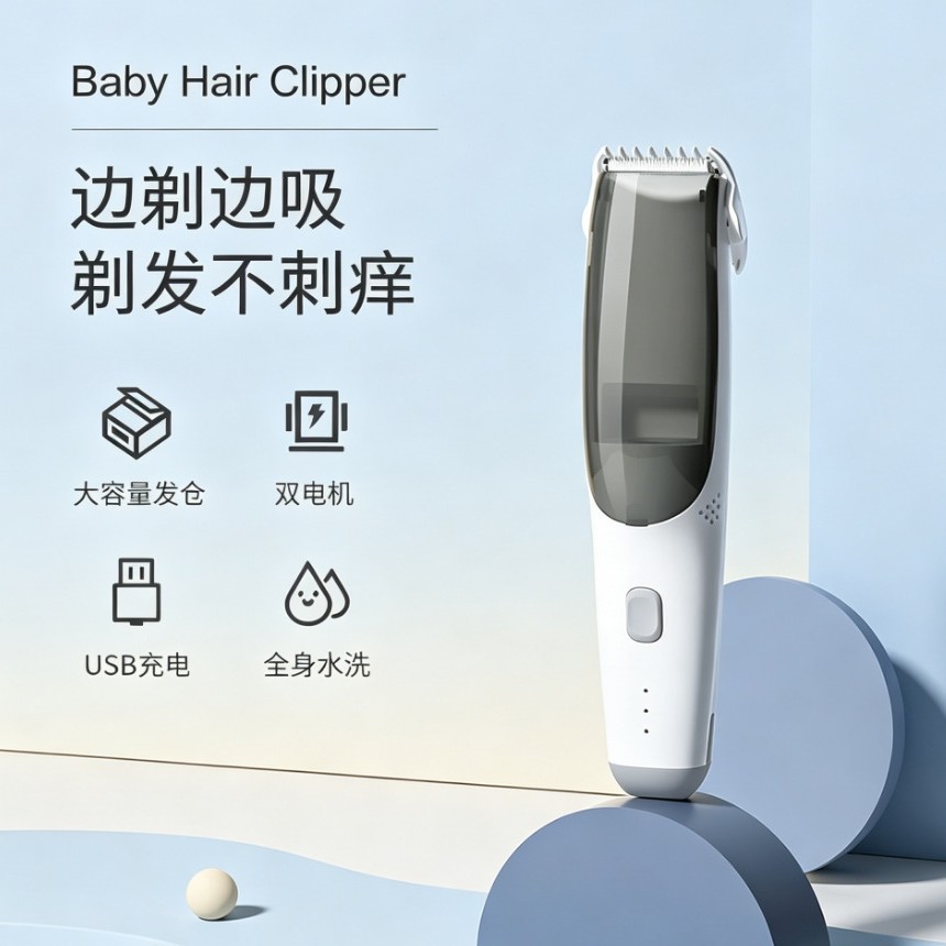 New cross-border baby hair clipper, electric children's hair clipper, rechargeable electric hair trimmer, waterproof for home use