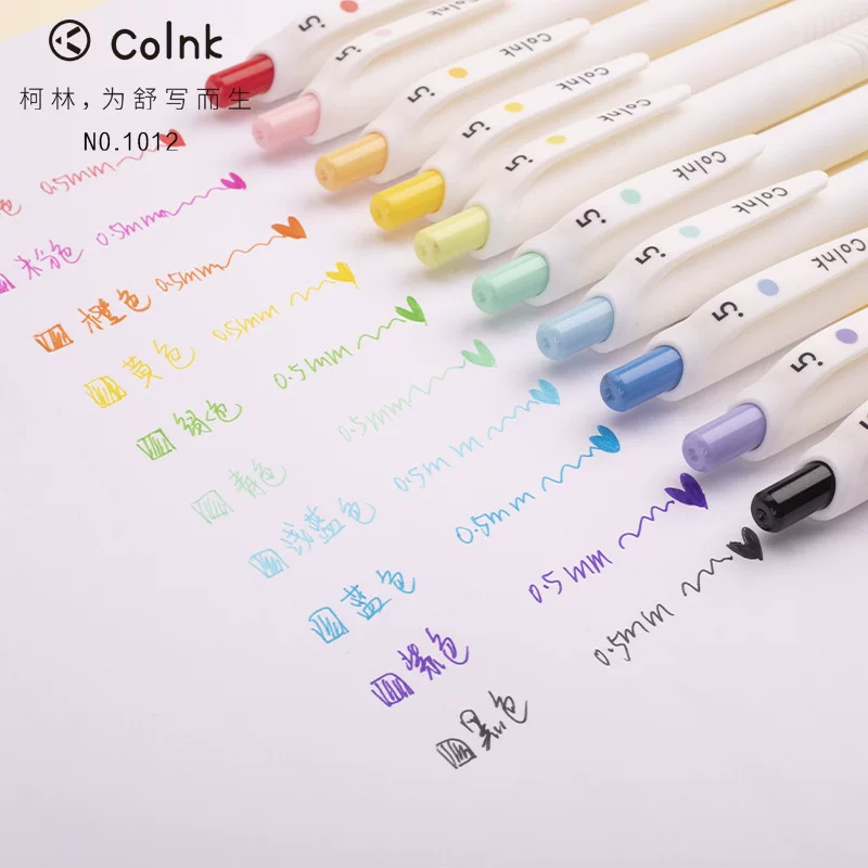 Rollerball pen, set for students, simple and elegant design, 10 colors, scheduler