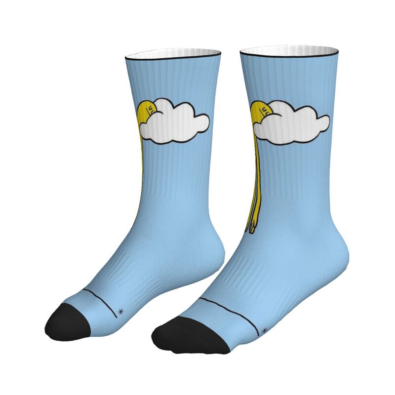 Pod Printed Socks Exclusively for Cross-Border Sales, Featuring Simple Cartoon Cloud and Minion Quirky Designs, Mid-Calf Length