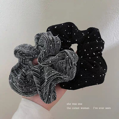 高级感银黑色满天星闪钻大肠发圈丸子头头饰气质高弹力皮筋扎头绳