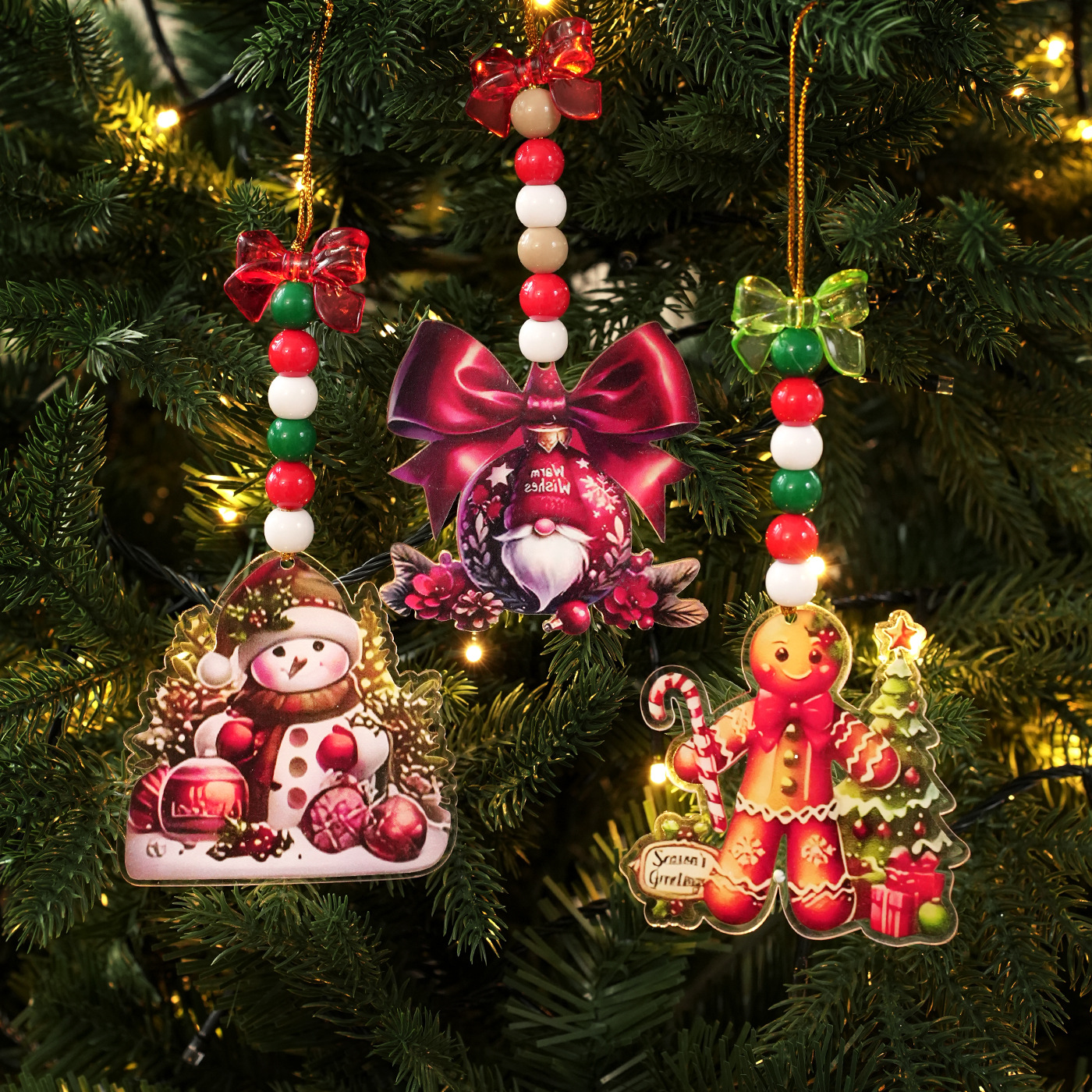 Acrílico transfronterizo estilo europeo y americano plástico plano colgante cuentas colgante árbol de Navidad colgante decoración colgante