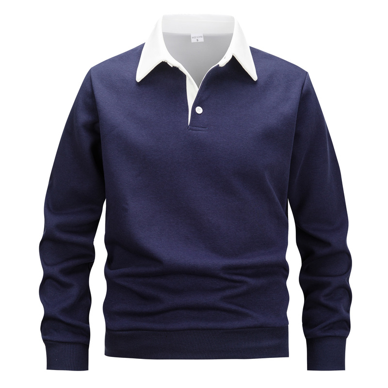 2024 New Autumn Long-Sleeve Polo Collar Sweatshirt Trendy European Size Foreign Trade Men's High-Quality Casual Versatile Trendy Style