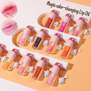 Cross-border Explosions Magic Color-changing Lip Oil Moisturizing Lip Gloss Temperature-changing Lip Glaze 12 Constellation Pendant without logo in stock
