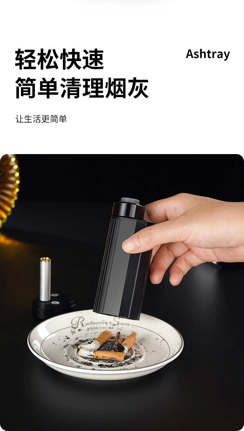 Car-Mounted Ashtray for Smoking Without Ash Falling, In-Car Smoking Tool, No Ash Removal, One-Click Ignition Cigarette Lighter, Anti-Fly Ash