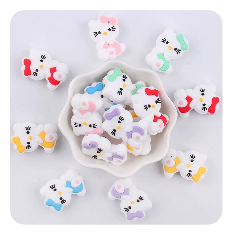 Креативные DIY Детские товары Мультфильм Животные Картинка Кошка Силиконовая Детская соска молярная цепочка зубной резинки Аксессуары для браслетов