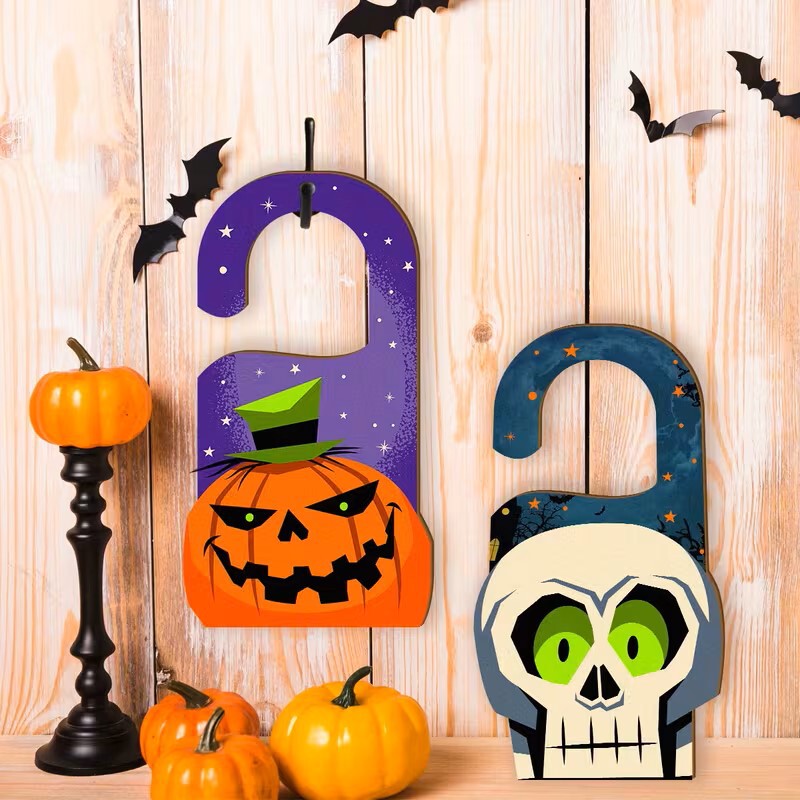Halloween Wooden Pendants for Hanging on the Front Door, Bedroom, Bathroom, Office, Center Table, Wooden Crafts, Gift Accessories Halloween Wooden Pendants for Hanging on the Front Door, Bedroom, Bathroom, Office, Center Table, Wooden Crafts, Gift Accessories