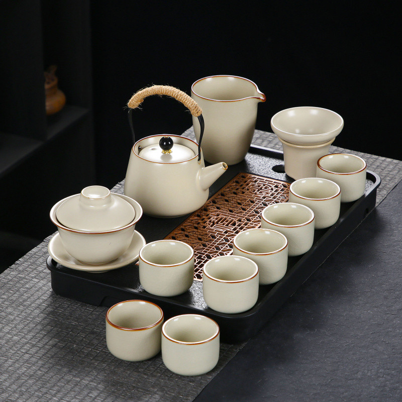 여요 찻주전자 + 덮은 그릇 - 8컵 + 흐르는 창 트레이