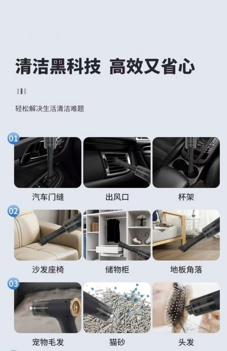 Cross-Border Exclusive Supply of Car-Mounted Wireless Vacuum Cleaners, Multi-Functional Powerful Suction and Blowing Device, Small Household Handheld High-Power Dust Blower