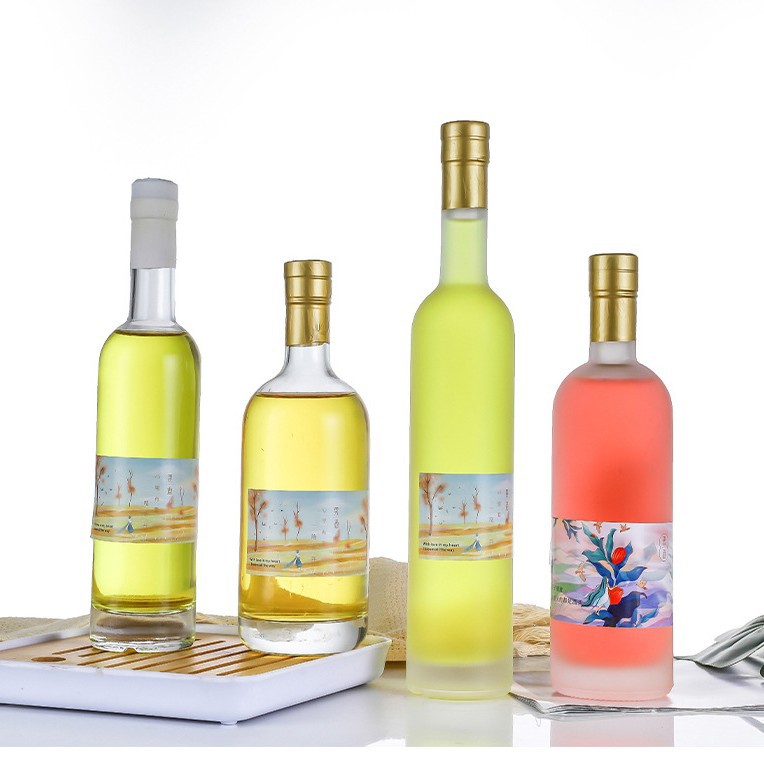 透明375ml果酒冰酒瓶自酿甜梅酒分装瓶玻璃瓶酒瓶空瓶果汁饮料瓶