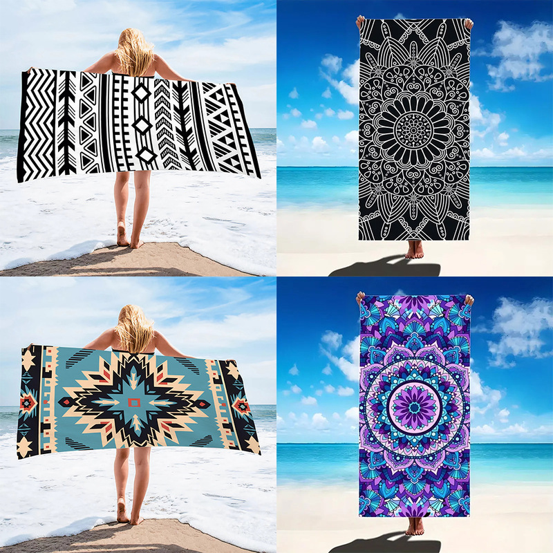 Cross-border explosions mandala printing adult beach towel swimming bath towel sports fitness towel factory direct sales