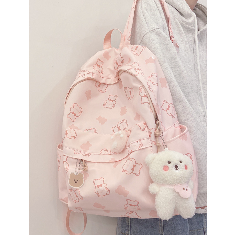 Corea del Sur ins oso dibujos animados impreso mochila Harajuku ulzzang japonés todo partido suave chica mochila