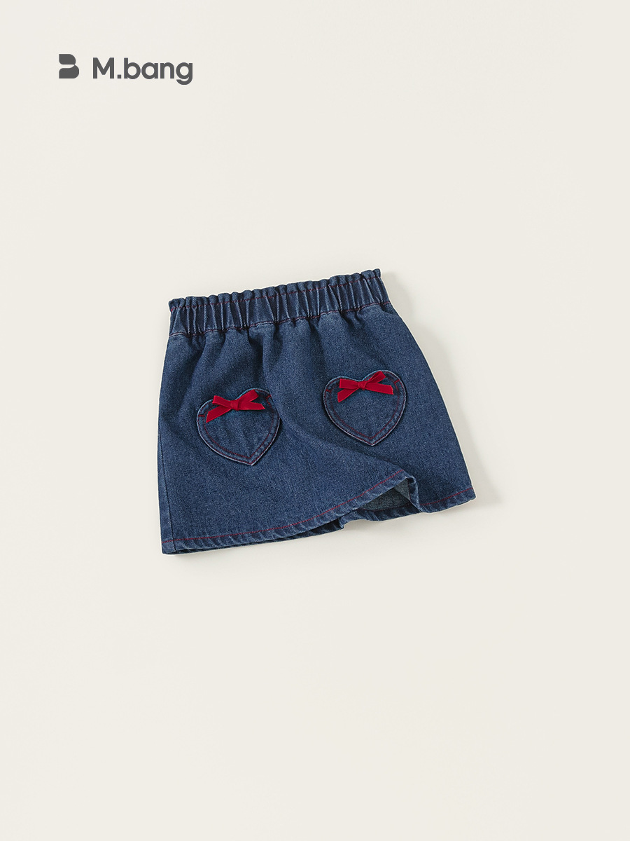 Youbao ropa para niños 2025 otoño nuevo producto vestido de mezclilla para niños amor arco falda de niña falda de niña