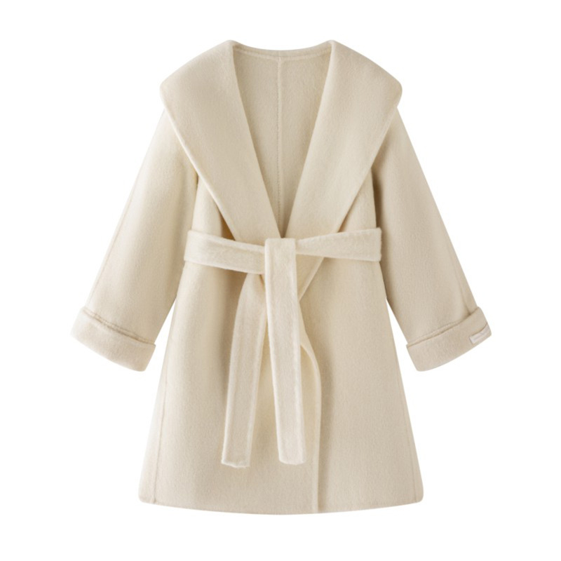 New Autumn and Winter Women's Loose Wool Coat Korean Style Lace-up Lazy Style Bathrobe Double-sided Cashmere Coat Sticky