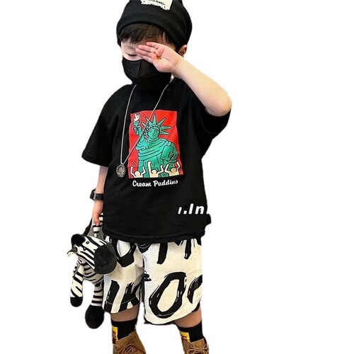 Boys' short-sleeved T-shirt 2024 summer new style homemade baby style half-sleeved small and medium-sized children's trendy brand children's top thin