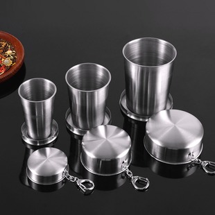 Cross-border Explosions Stainless Steel Folding Water Cup Portable High Temperature Resistant Telescopic Compression Cup Outdoor Travel Camping Drinking Water