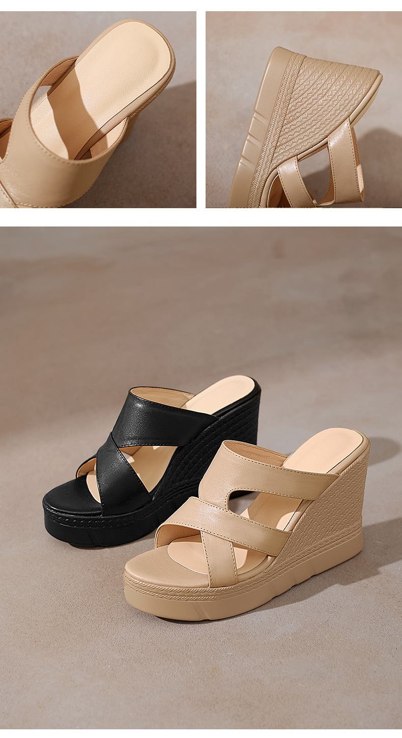 Sandal cao gót nữ hở mũi đế xuồng 10 cm — đen chi tiết 10