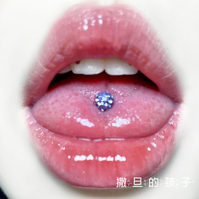 Smooth Comfort Non-Grinding Tongue Nail Flash Drill Internal Thread Titanium Steel Small Beads Tongue Nail Tongue Ring Puncture Tongue Nail New Product detail image 7