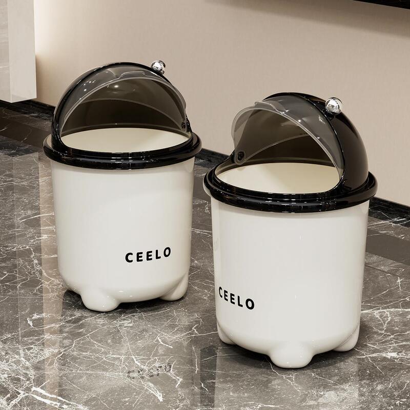 Fashionable and Simple Household Trash Can with Lid, New Model, Black and White Astronaut Trash Can, Dedicated for Living Room, Bedroom, and Bathroom