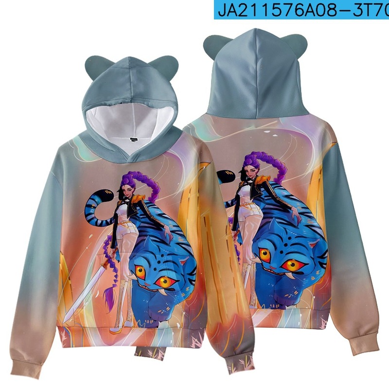 3D新品电影KPop Demon Hunters猎魔女团猫耳朵带帽卫衣成人儿童装|undefined