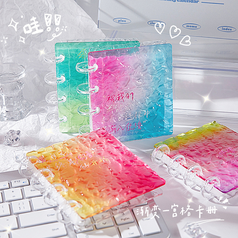 Nuevo libro de tarjetas de hongos acrílicos de alto valor de cara gradiente de hielo roto 3 pulgadas libro de tarjetas de tarjetas de amado álbum de fotos