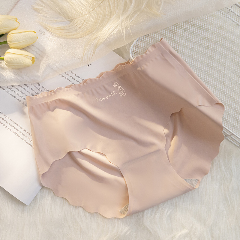 Ropa interior de mujer de seda de hielo sin costuras pantalones cortos de triángulo antibacteriano cabeza verano delgada cintura media chica algodón entrepierna pantalones cortos de algodón