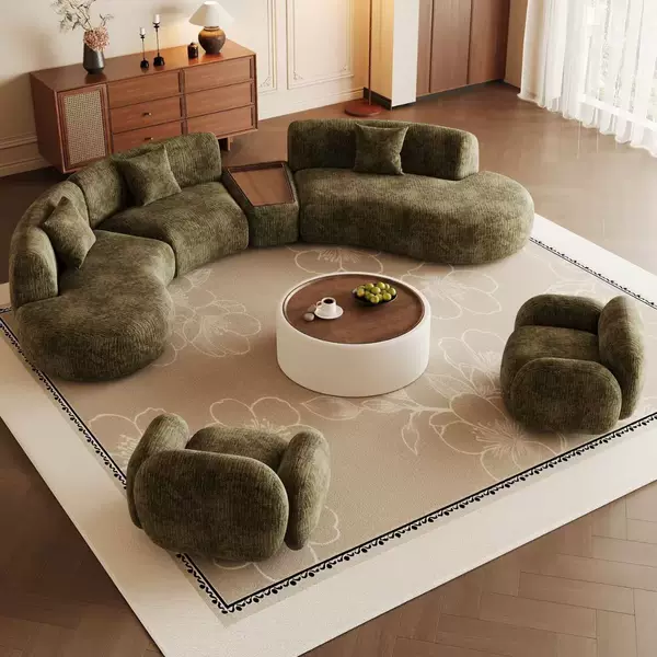 Light luxury curved sofa set for clothing stores, sales offices, reception halls, and meeting areas, made of chenille fabric