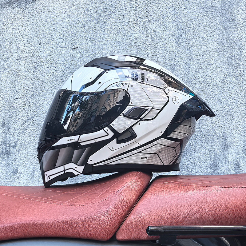Casco de motocicleta Orz, casco, casco, doble lente, cola grande, motocicleta, casco de carrera, casco, hombres y mujeres, calor de invierno