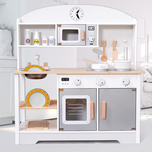 Early education educational wooden simulation play house Japanese-style large kitchen stove cooking for young children interesting kitchen toys