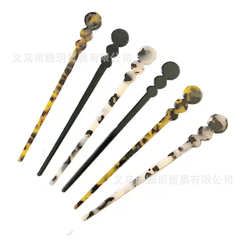简约现代日常盘发簪子女一字冷淡风醋酸发簪古风汉服头饰挽发百搭