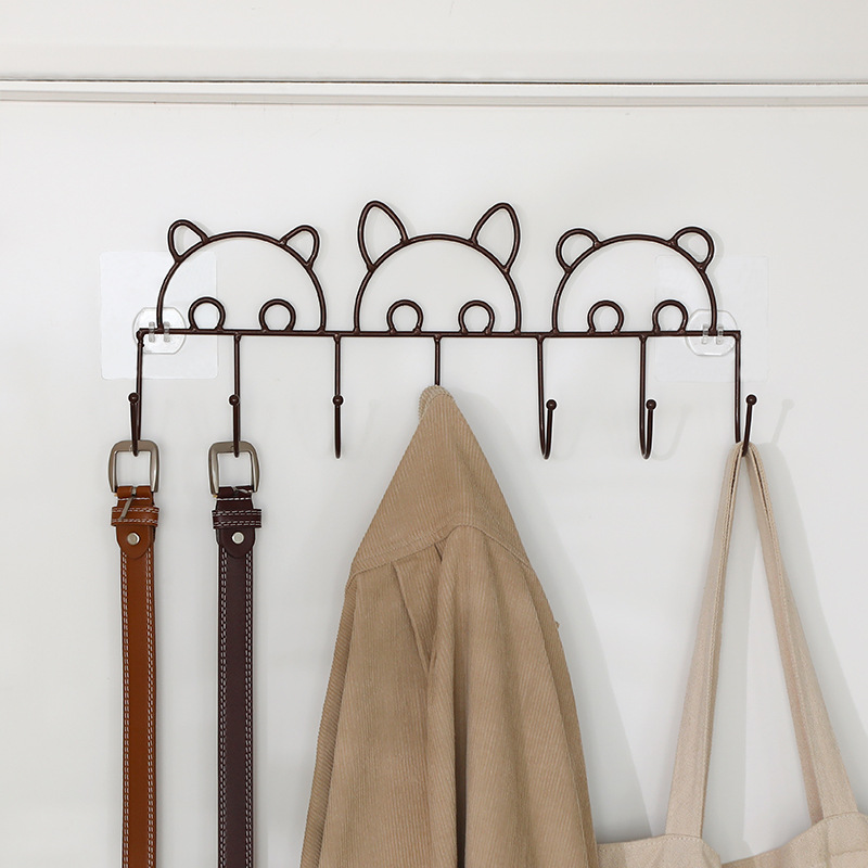 金属铁艺门后挂钩强粘胶承重置物架厨房墙上粘钩壁挂衣服钩挂衣架|ms