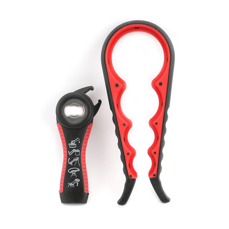 En stock abridor de cerveza cinco en uno abrebotellas herramienta de cocina multifuncional Cuatro en Uno abrelatas abrebotellas