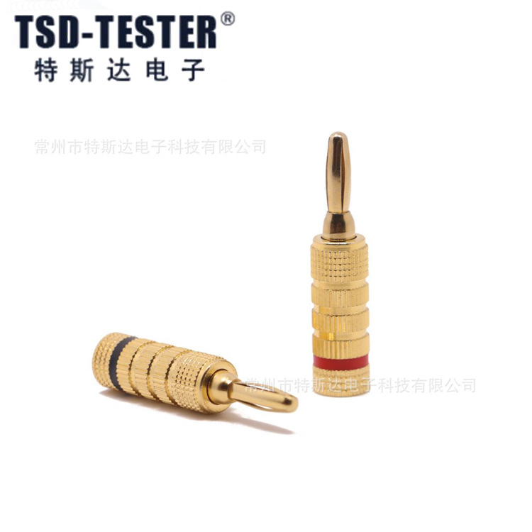 10.012 4mm audio banana plug, high quality pure copper plated with 24K real gold, 13g gold plated banana plug