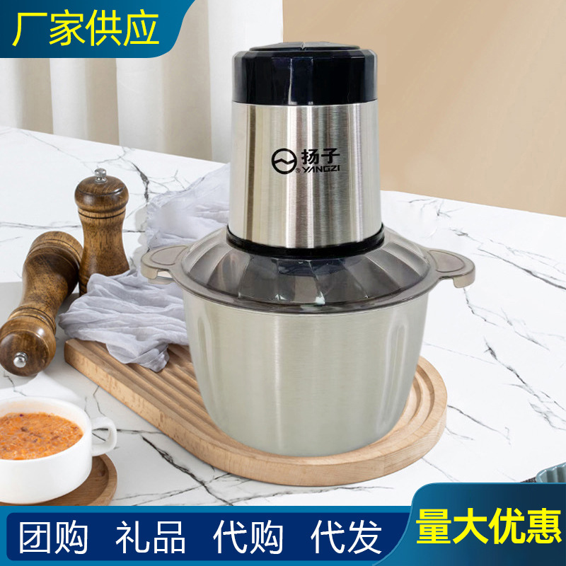 Yangtze 2L Stainless Steel Food Processor, Baby Food Maker, Vegetable and Onion Chopper, Ginger and Garlic Paste Maker, Household Yangtze Small Portable Meat Grinder