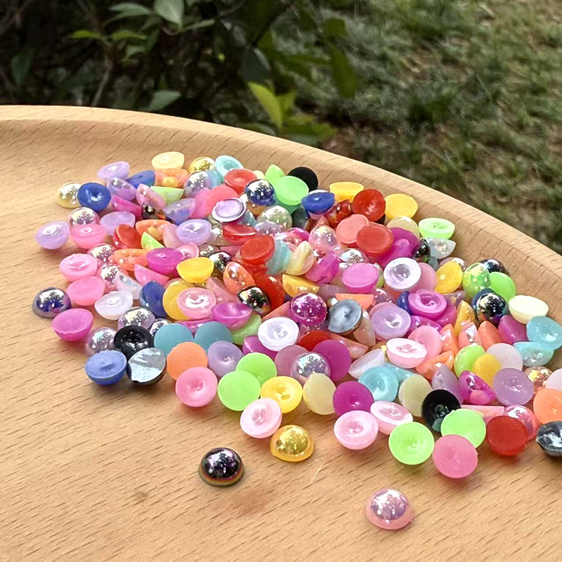 Ab Color Pure White Iridescent Half-Round Pearls Electroplated Imitation Pearls DIY Nail Art Pearl Accessories Flat-Back Pearls Ab Color Pure White Iridescent Half-Round Pearls Electroplated Imitation Pearls DIY Nail Art Pearl Accessories Flat-Back Pearls