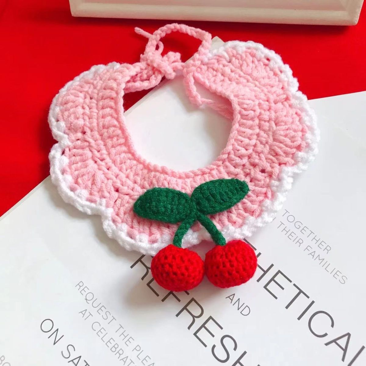 Sweet Knit Cherry Pet Scarf display picture 5