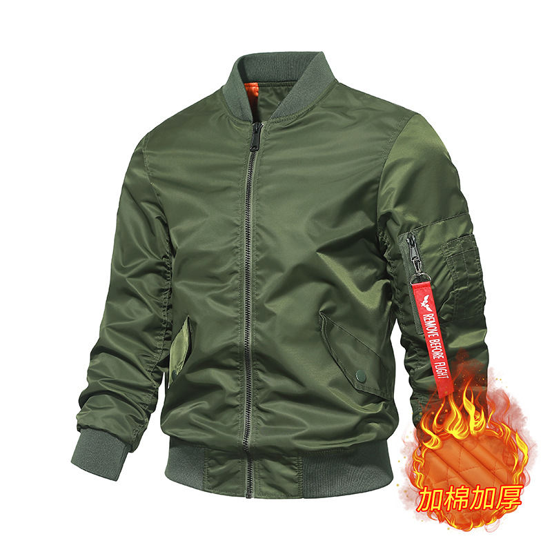 Chaqueta de vuelo transfronteriza hombres [Algodón/delgada] Primavera y otoño MA1 Fuerza Aérea chaqueta de béisbol uniforme color sólido chaqueta japonesa hombres