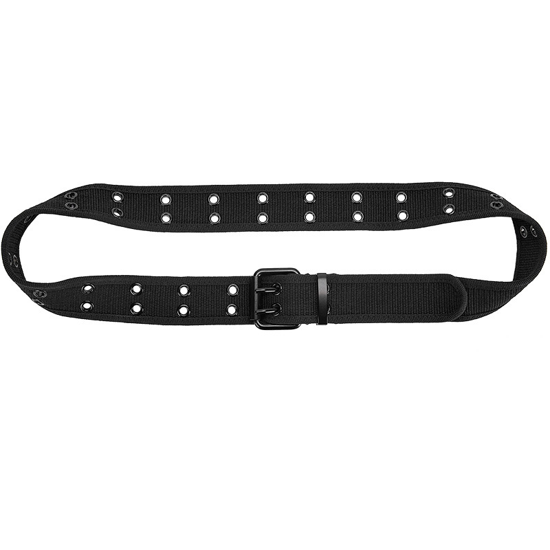 Doble hebilla de cinturón de moda para hombres y mujeres ins punk doble hebilla doble botonadura pantalones cinturón doble agujero cinturón de lona juvenil