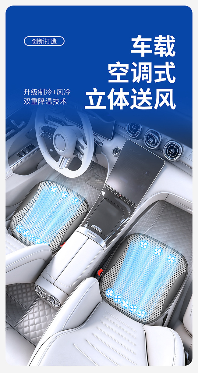 Summer-Specific USB Electric Ventilated Car Seat Cushion with Type-C Interface, Universal Sandwich Cooling Pad for Home and Car Use
