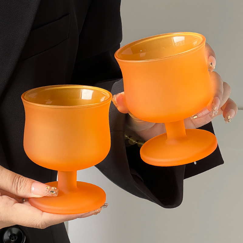 무광택 유리 컵, 틈새 디자인, 짧은 컵, 분위기 있는 리큐어 컵, 가정용 레드 와인 컵