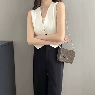 西装马甲女款小背心外穿春夏新款内搭叠穿坎肩黑色短款小马夹