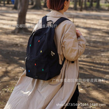 日系新款卡通米菲兔兔双肩包刺绣折叠便携大容量旅行书包百搭背包