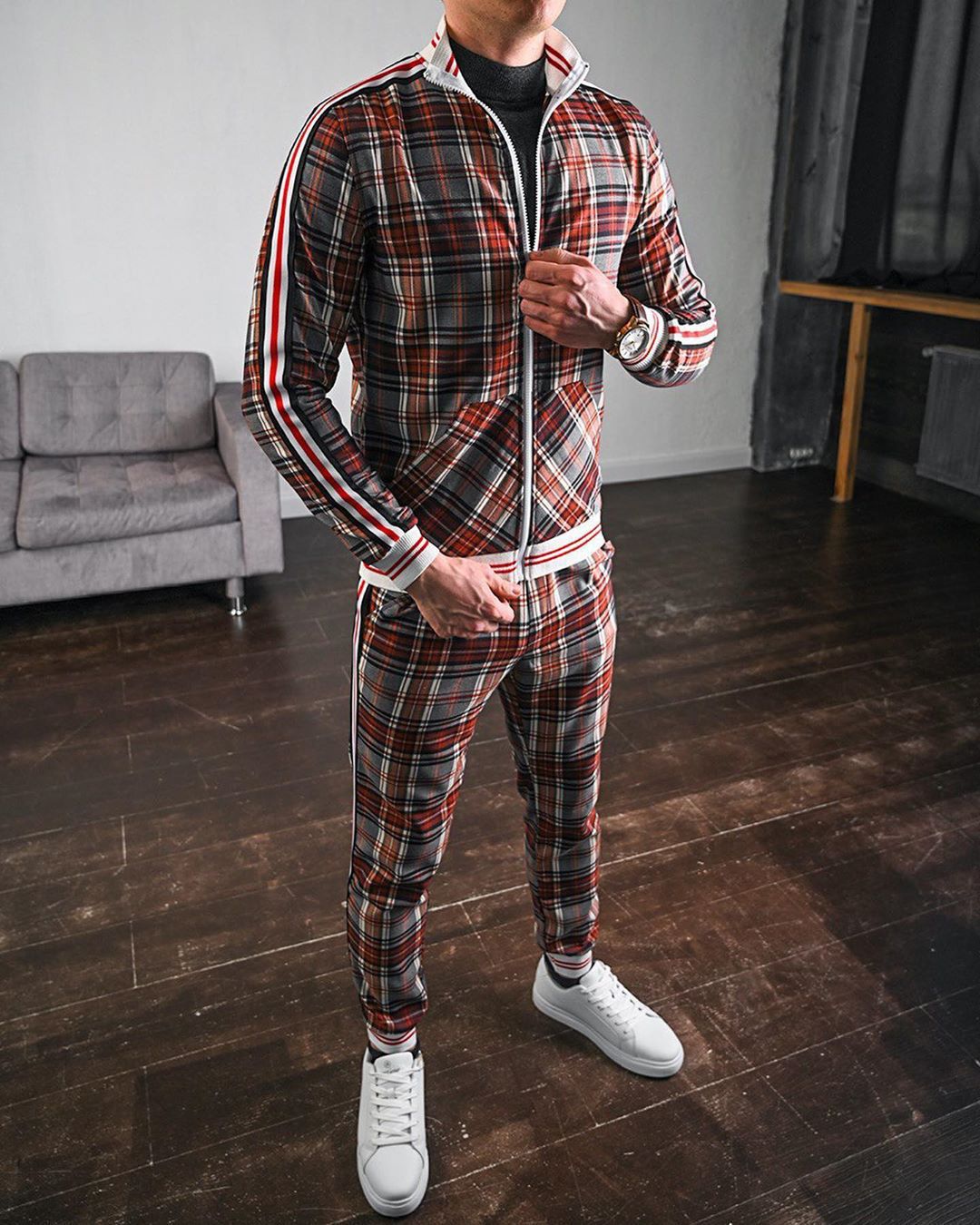 Completo sportivo uomo tuta due pezzi moda casual maschile_voghion.com