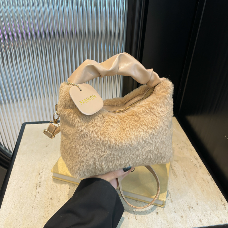 Bolso de moda peludo invierno 2024 nuevo estilo simple bolso de hombro simple bolso de ocio estilo coreano
