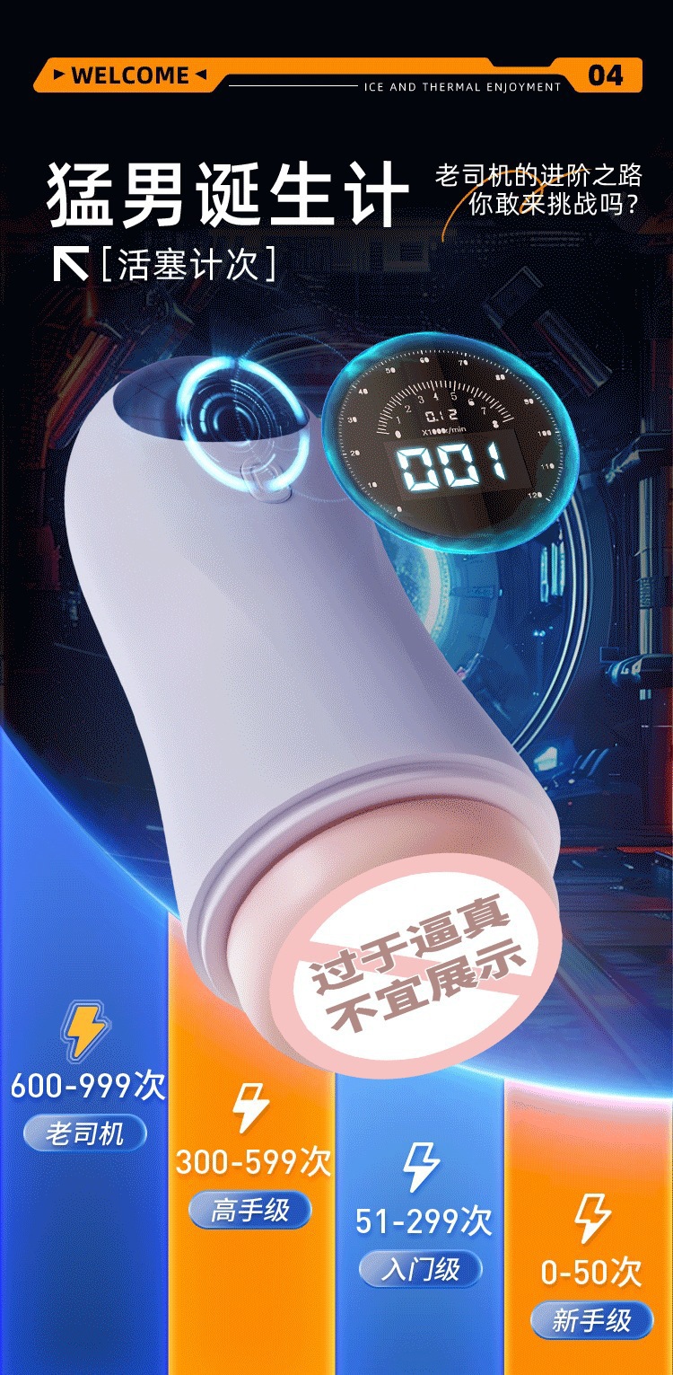 White Fantasy Cup Electric Male Masturbator with Vibration, Sound, Counter Display and Dual-Channel Design — detail image 17