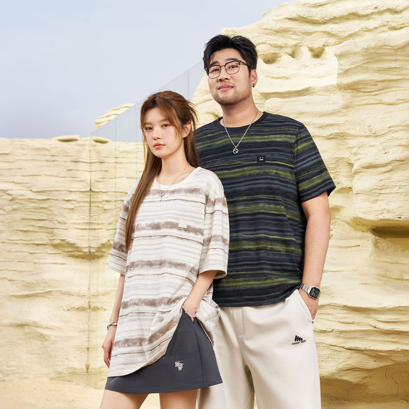 【Gradient Print】Sen Boss Plus Size Men's Summer Slimming Striped Breathable Loose Short Sleeve T-Shirt for Men 【Gradient Print】Sen Boss Plus Size Men's Summer Slimming Striped Breathable Loose Short Sleeve T-Shirt for Men