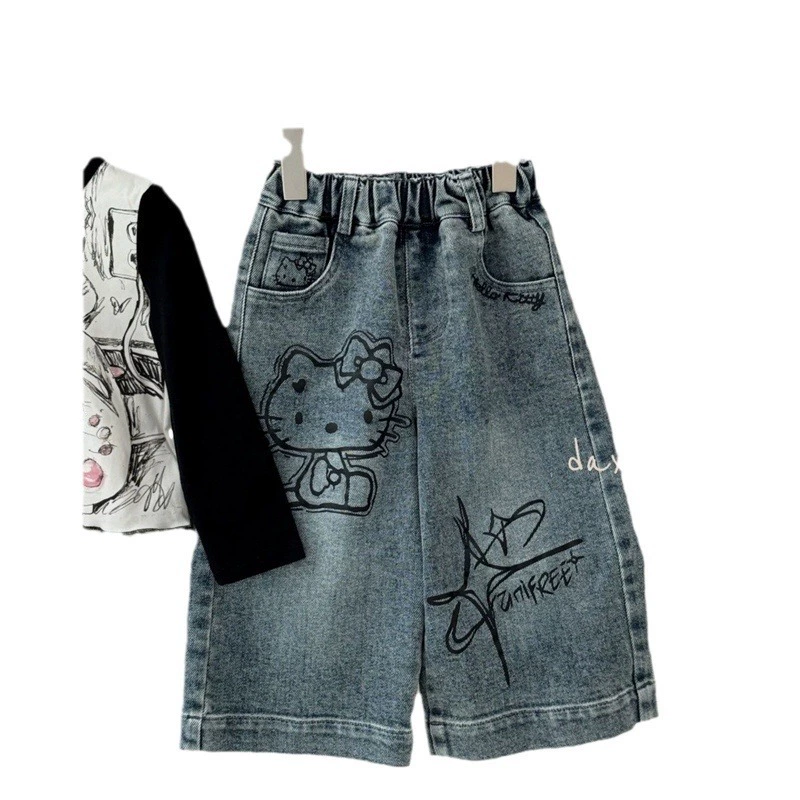 柠里 Jeans, детские штаны, западный стиль, свободный прямой крой, осень