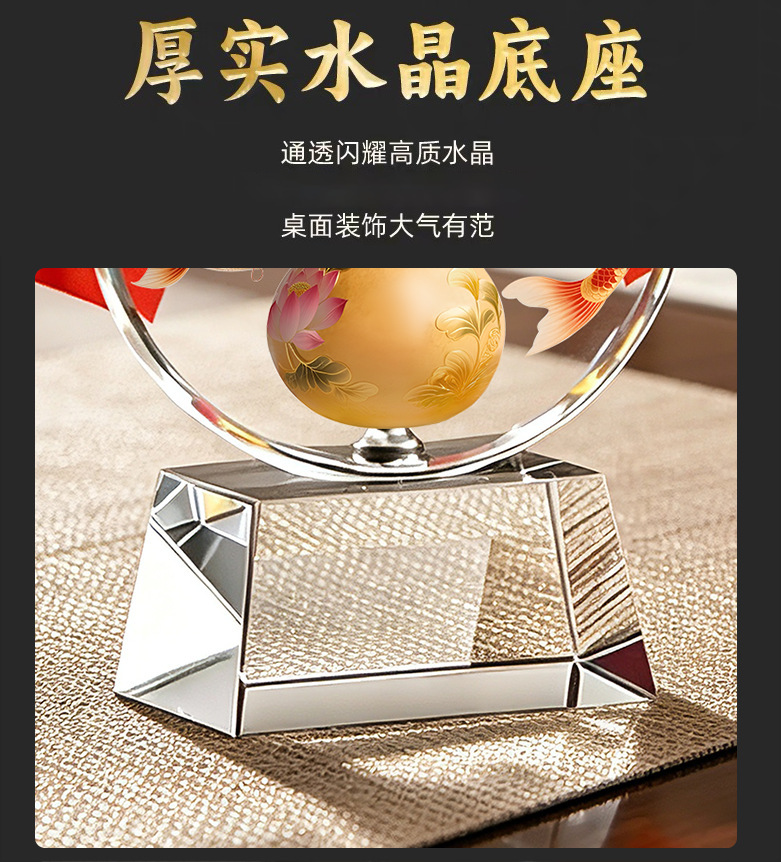 Year of the Horse Five-Star Red Flag Crystal Ornament, Creative High-End Office Desk Decoration, Brings Success, Attracts Wealth, and Protects the Home