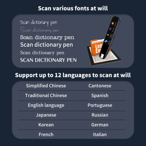 2.23-inch International Version Scanner Pen, English-Chinese-German-French-Japanese-Korean-Cantonese, Traditional Chinese Multilingual Translation, Foreign Trade
