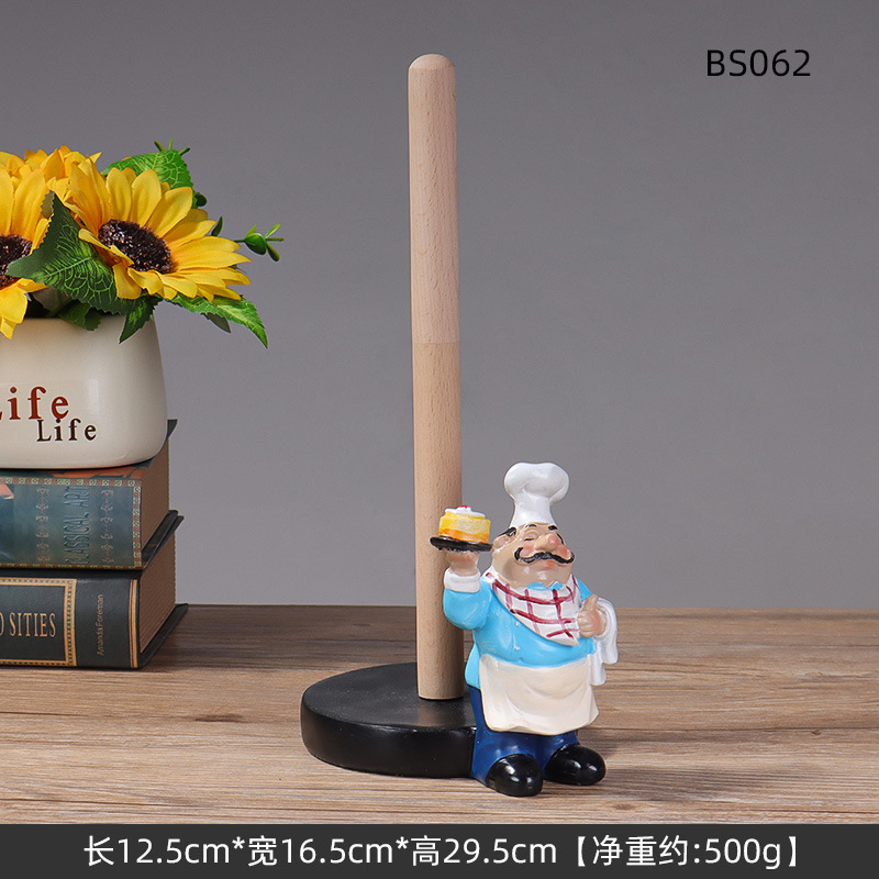 Chef de estilo europeo personaje ornamentos de resina artesanía creativa restaurante chef pizarra de bienvenida placa de comedor decoración creativa