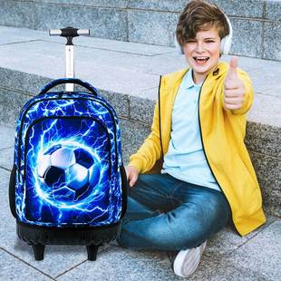 Factory Ready-Made Children's Football Single Trolley Backpack Student Lightweight Spine-Protecting Backpack Cross-Border Supply